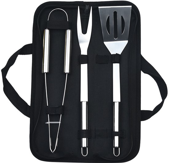 Grillbesteck-set – Grillspatel, -gabel Und -zange Aus Edelstahl, Tolles Zubehör Für Grillfans