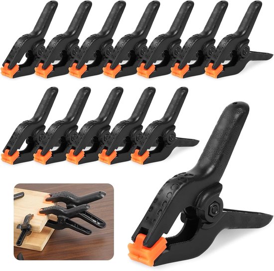 Set Mit 12 Federklemmen 9 Cm Schwarz Multifunktionale Klemmen Mit Beweglichen Backen Geeignet Für Holzarbeiten Fotografie Hintergründe Garten Und