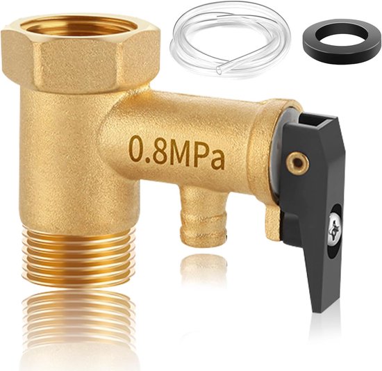 Sicherheitsventil 1/2" – 0,8 Mpa, Messing, Mit Silikonschlauch Und Dichtung
