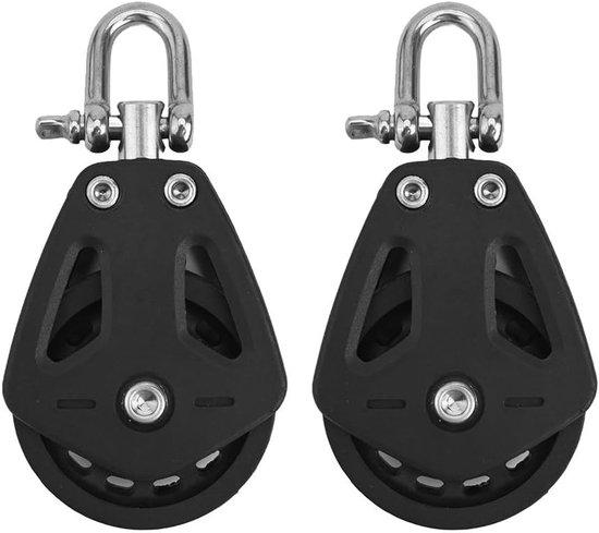 2 Robuste Nylon-rollenblöcke, Einzelrolle, Drehbar, Segelbootzubehör, Tragfähigkeit 460 Kg, 10 Mm Seil
