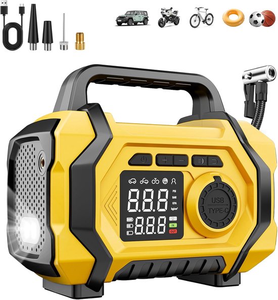 Tragbarer Luftkompressor Schnelle 6x 150 Psi Reifenpumpe Für Autoreifen Kabellose Pumpe Für Autos Motorräder Und Fahrräder Manometer Automatische 12v