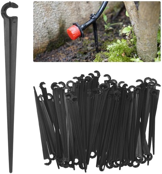 Erdspieße Für Tropfschläuche 100 Stück Schlauchhalter Für 4 7-mm-mikrotropfsysteme Befestigungsspieße Für Gartenbewässerung Schwarzer Kunststoff