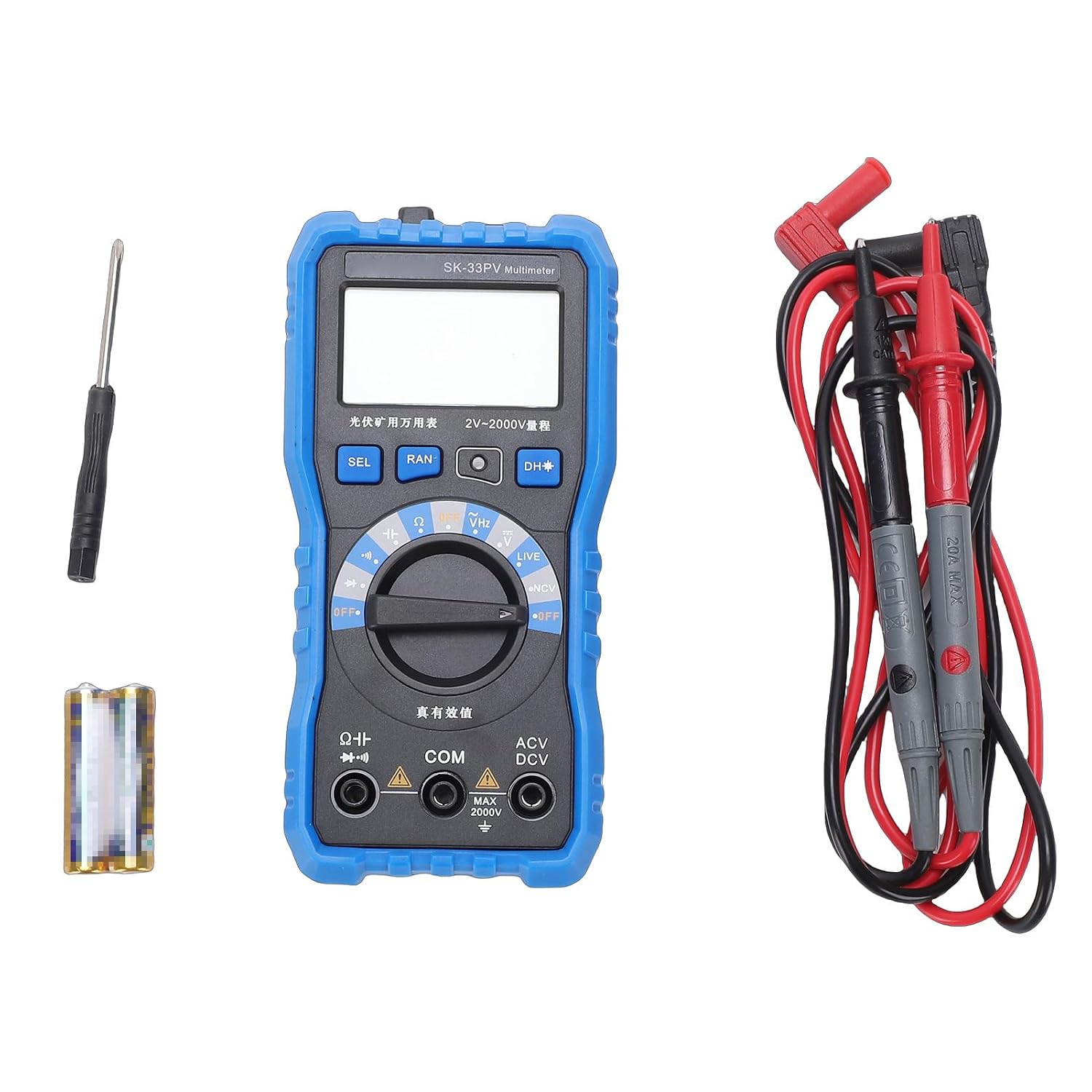 Tragbares 2000v Trms Multimeter Mit Hintergrundbeleuchtetem Display Und Automatischer Abschaltfunktion Für Elektriker Und Reparaturfachleute, Kompakte Größe (sk-33pv)