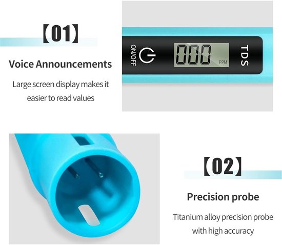 Handliches Tds-messgerät Hochpräzises Wasserqualitätsmessgerät Mit Lcd-bildschirm Ein-knopf-tds-testsonde Geeignet Für Leitungswasser Und Grün