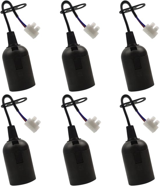 6 E27-ersatzfassungen – E27-modifikationsfassung – Lampenfassung Mit Kabel, 4 A, 250 V, Schwarz