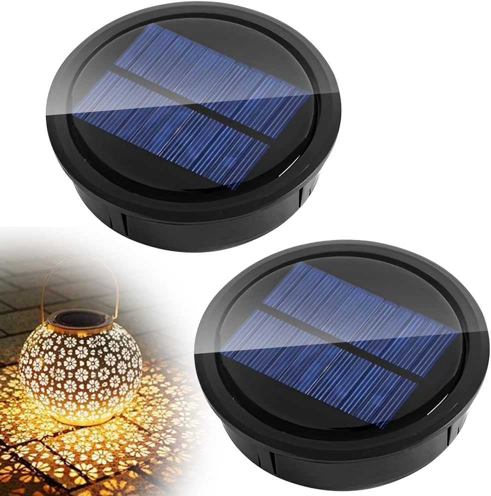 Set Mit 2 Ersatz-solarleuchten (8 Cm), Passend Für Die Obere Abdeckung, Warmweiß, 600 Mah/1,2 V, Schutzart Ip54, Mit Lichtsteuerung. Geeignet Für Die Außendekoration.