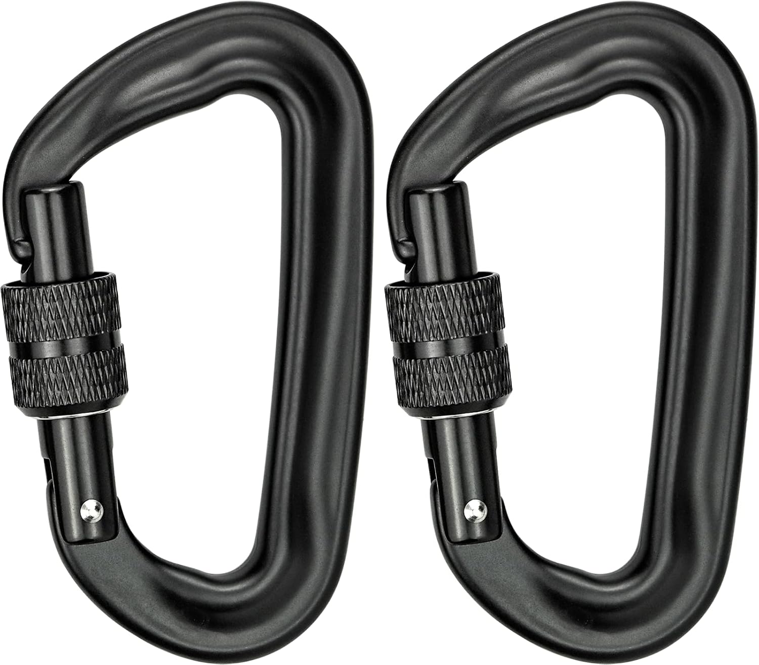 2-teiliger, Hochbelastbarer Aluminium-kletterkarabiner (12 Kn / 1200 Kg) – D-form – Für Hängematten, Yogaschaukeln, Camping, Schlüsselanhänger, Hunde – Mit Verriegelung (schwarz)