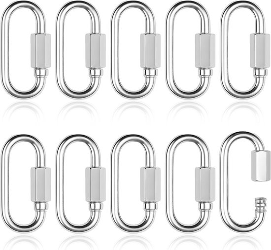 10er-pack Edelstahl-karabiner Xs M3 5 Verbindungsringe Schraubverschlüsse Ideal Für Sonnennetze Camping Wandern Hängematten Und