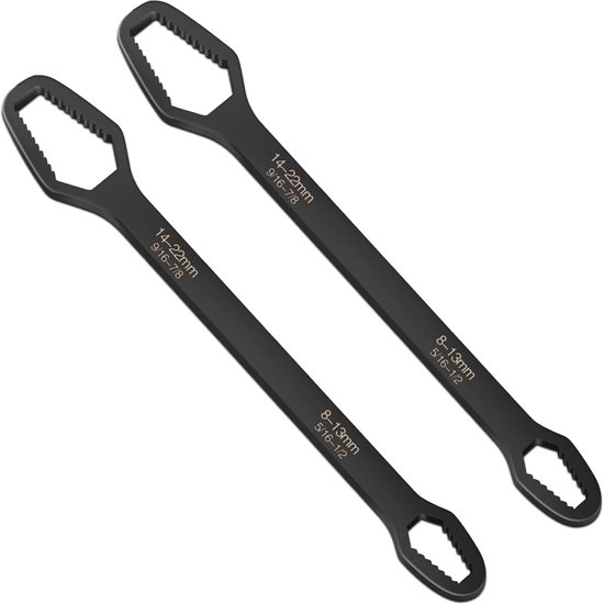 2-teiliger Schwarzer Universalschlüssel, 8–22 Mm Universal-torx-schlüssel, Doppelseitiger, Selbstspannender, Verstellbarer All-in-one-schlüssel