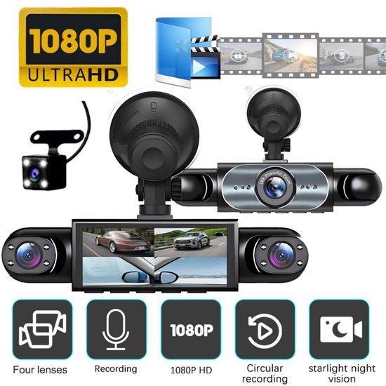 360 Rundumsicht-dashcam Mit 4 Kanälen 1080p Full Hd-aufnahme Infrarot-nachtsicht G-sensor Loop-aufnahme Plug-and-play Geeignet Für Fahrzeuge Und