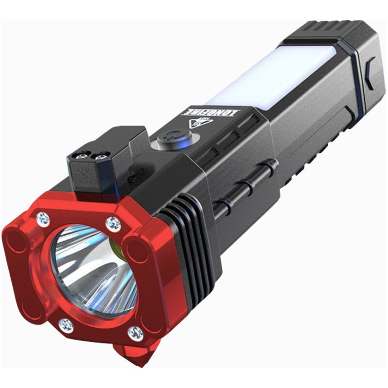 Wiederaufladbare Led-taschenlampe, Sicherheitshammer, Kunststoff, Rot