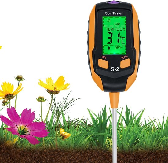 5-in-1 Bodenmessgerät (feuchtigkeit/ph-wert/temperatur/luftfeuchtigkeit/licht), Beleuchtetes Lcd-display, Für Garten Und Landwirtschaft