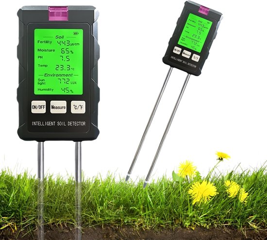 Digitales 6-in-1-bodenmessgerät, 90° Drehbar, Lcd-display, Ph-wert/temperatur/luftfeuchtigkeit, Für Pflanzboden