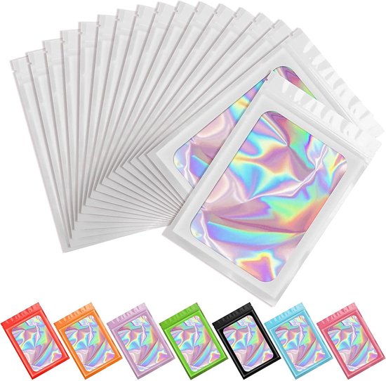 100 Geruchsdichte Mylar-beutel Holografische Verpackungsbeutel Wiederverschließbare Geruchsdichte Folienbeutel Mit Zippverschluss Für Lipgloss 6 6
