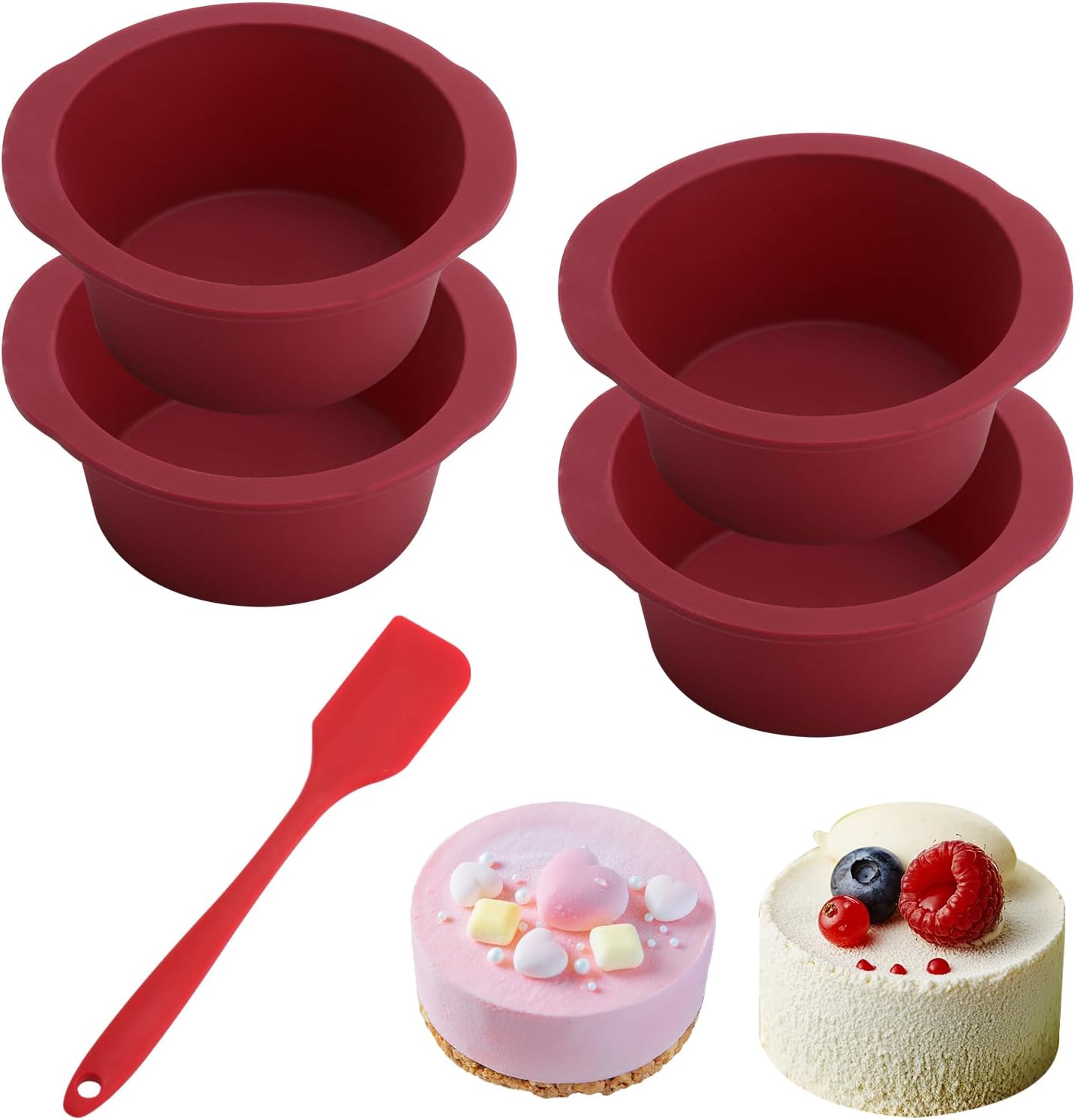 Runde Silikon-kuchenform 12,6 Cm, 4-teiliges Silikon-airfryer-formenset, Antihaftbeschichtete Kleine Formen Zum Backen Von Desserts Und Kuchen Im Airfryer