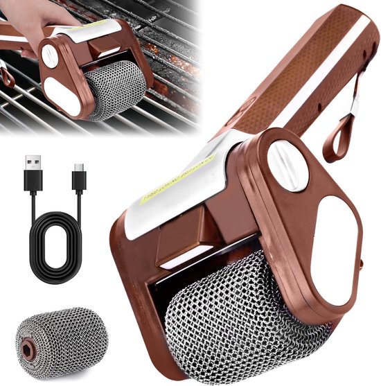 Elektrische Grillbürste Ohne Borsten Grillreiniger Aus Edelstahl 304 Kabelloses Grillreinigungsset Mit Led-beleuchtung Abnehmbare Edelstahlwalze 350