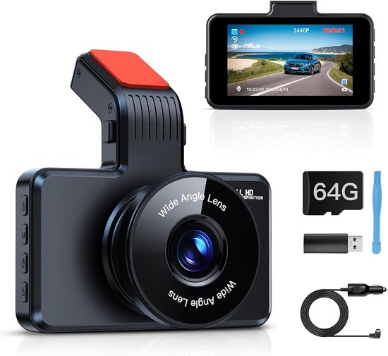 Frontkamera Mit 64 Gb Sd-karte, 1080p Fhd 3"-display, 170°-weitwinkel, Nachtsicht Mit Wdr Und Loop-aufnahme