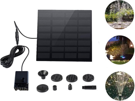 Solarbetriebener Außenbrunnen 1,5 W, 6 Fontänenköpfe, Schwimmende Brunnenpumpe, Geeignet Für Gartenteiche Und Vogeltränken (sprühhöhe 85 Cm)
