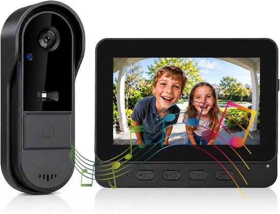 Kabellose Türklingel Mit Außenkamera – Wasserdicht, 1080p – Kabelloses Videotelefon Mit 4,3-zoll-bildschirm – Wasserdichte Video-gegensprechanlage Für Den Außenbereich – 170°-sichtfeld