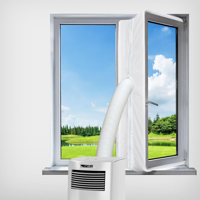 400 Cm Langes Fensterdichtungsset Für Mobile Klimageräte Und Wäschetrockner, Fensterdichtung Mit Reißverschluss Für Die Abluft, Passend Für Alle Mobilen Klimageräte, Einfache Montage