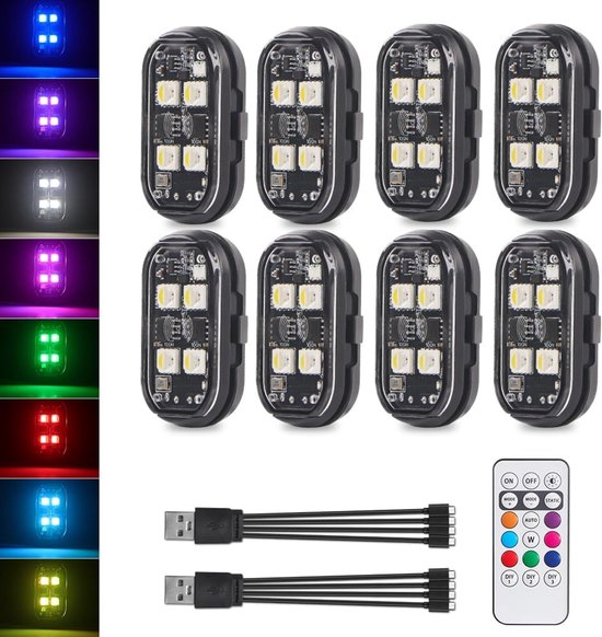 Led-blitzlicht-motorradset – 4 Stück – Wasserdicht – Usb-aufladbar – 8 Farben