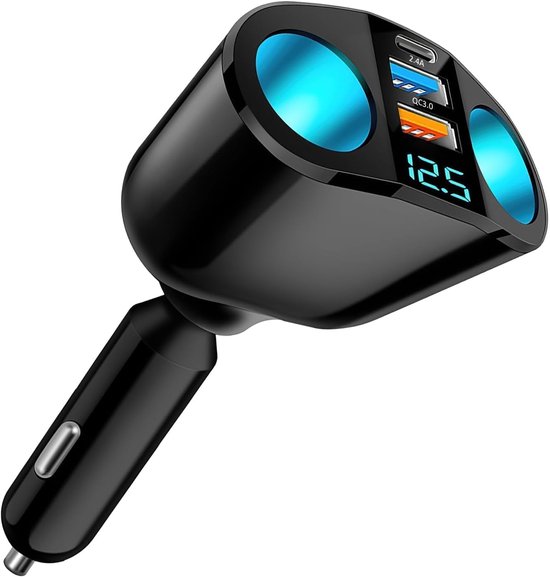 Dual-usb-kfz-ladegerät 12 V 24 V Mit Qc3 0 Und Pd-schnellladefunktion 120 W Für Den Einsatz Im Auto Inklusive Led-voltmeter Und Usb-kfz-adapter