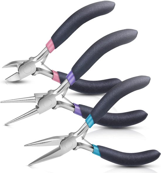 3-teiliges Schmuckzangen-set, Schmuckherstellungswerkzeug, Mit Ringöffner, Flachzange, Schneidzange, Rundzange, Zangenset Zum Schneiden Von Schmuck