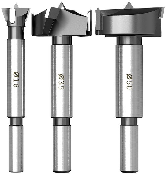 3-teiliges Bohrer-set Mit 16 35 50 Mm Durchmesser Inklusive Rundschaftbohrer Für Professionelle Bohrmaschinen Inklusive Topfbohrer Und Für Holz