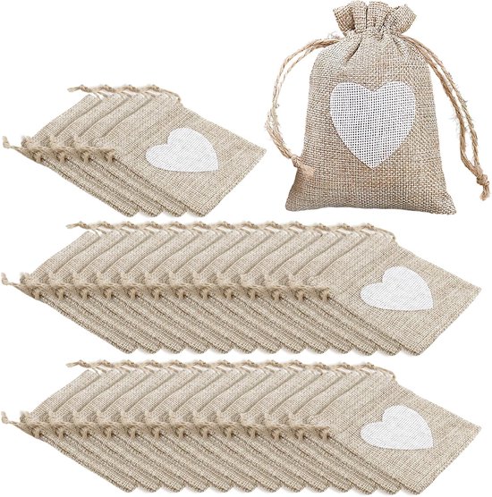 30 Stoffbeutel, Jutebeutel In Herzform, Kleine Jute-geschenktüten, Kleine Stoffbeutel Zum Befüllen, Jutebeutel, Leinenbeutel. Geeignet Für Hochzeiten, Geburtstage Und Geschenke.