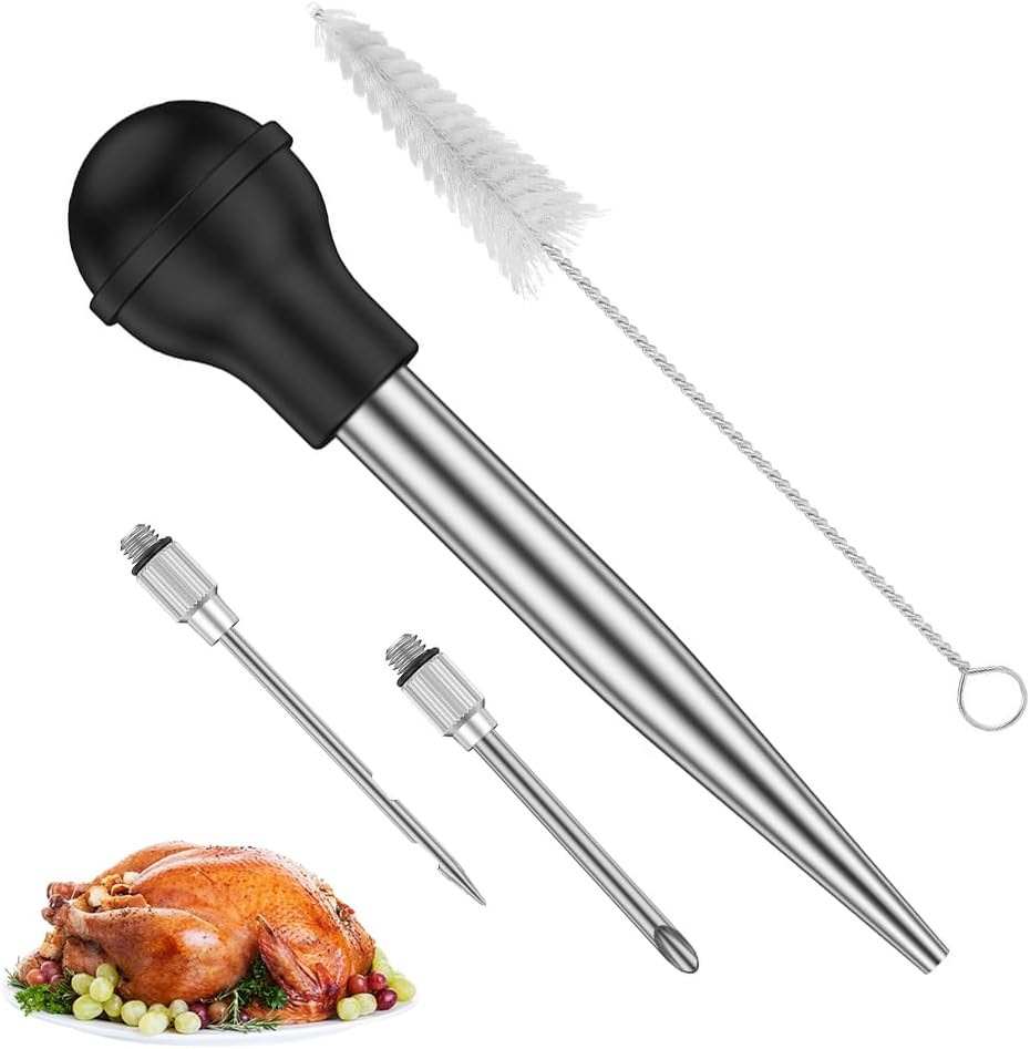 Saftballon, Saucenballon Aus Edelstahl 304 Und Gummi, Küchenpipette Für Saucen, Bratspritzen Mit Injektionsnadel Und Reinigungsbürste Zum Grillen