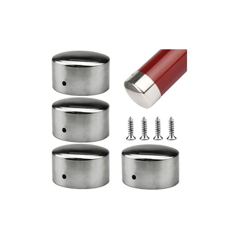 Stück Handlauf-endkappen, 0,4 Mm Superdünne Armlehnen-endkappen, Runde Endkappen Für Treppengeländer, Mit 4 Edelstahlschrauben (59 Mm)