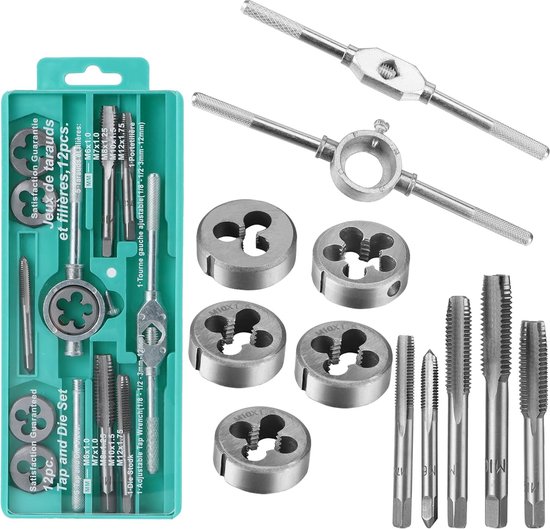 Gewindebohrer-set – 12-teiliges Metrisches Gewindebohrer- Und Gewindeausdreher-set M3–m12, Stahl, Gewindeausdreher, Geeignet Für Metall- Und Gewindereparaturen
