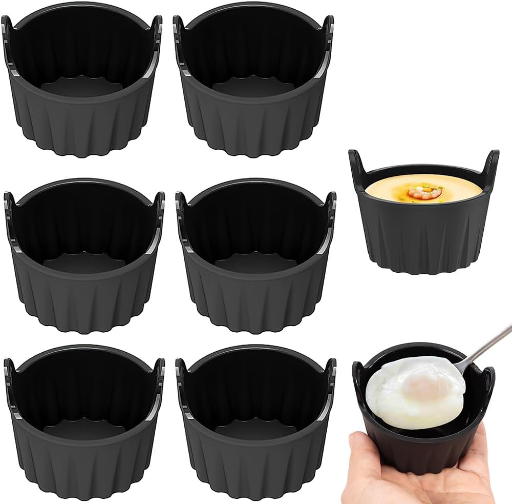 6-teiliges Silikon-heißluftfritteusen-formset, Förmchen Für Heißluftfritteuse, Wiederverwendbare Heißluftfritteusenform, Mikrowellengeeignete Eierkocherform Für Heißluftfritteuse, Geeignet Für Gebäck,