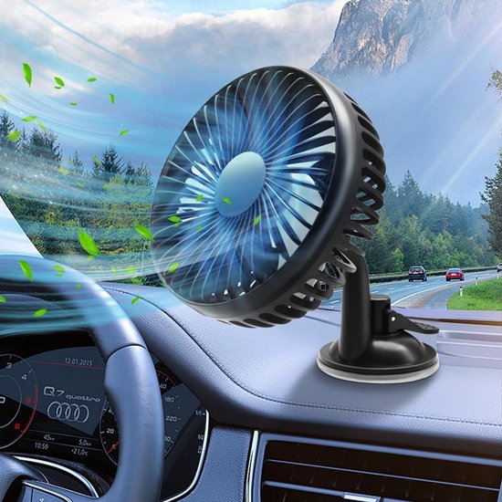 Tragbarer Autoventilator Mit Usb-anschluss, 360° Drehbar, 3 Geschwindigkeitsstufen, Für Auto, Van, Suv, Wohnmobil Und Camping