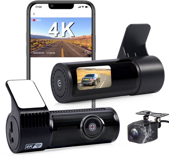 Front Und Rückfahrkamera 4k-auflösung Mit Wlan-loop-aufnahme G-sensor App-steuerung Hervorragende Nachtsicht 170 140 Weitwinkel Sicherer