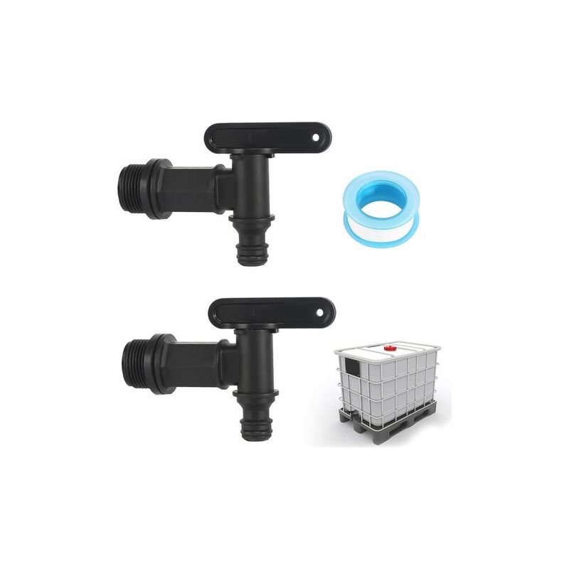 Kunststoff-tankventil (2er-pack): Ibc-ablassventil Mit Ptfe-band, Ideal Für Wassertanks.