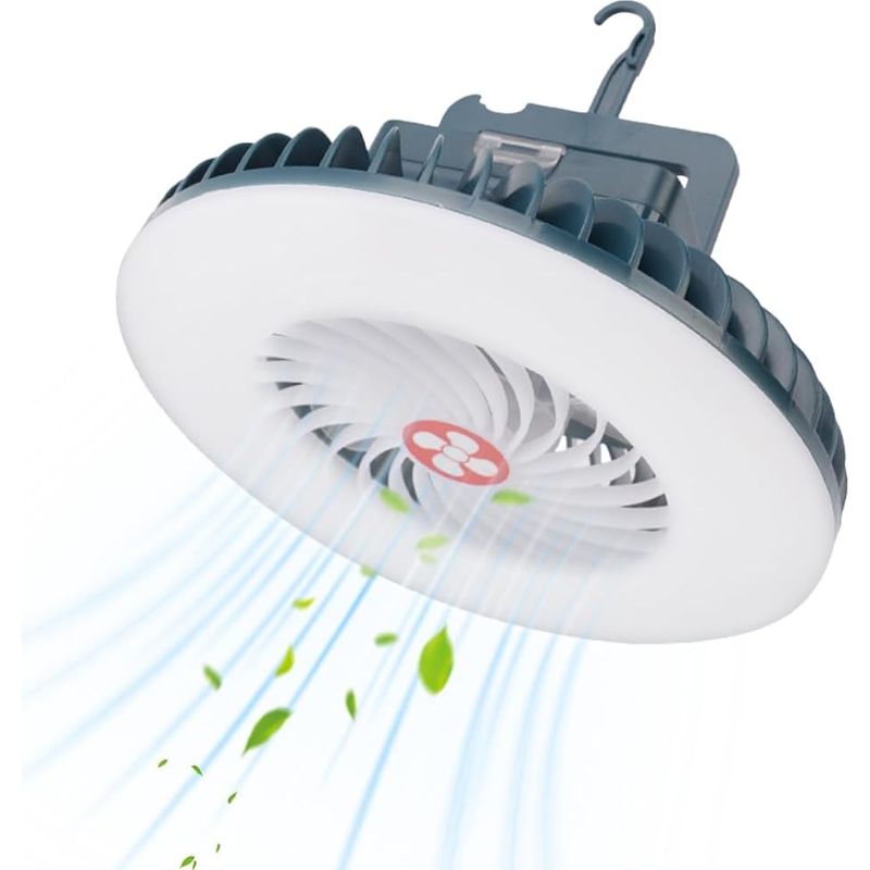 Led-camping-ventilatorlampe, Led-zeltleuchte Mit Usb-wiederaufladbarem Ventilator, Leichter Usb-ventilator, Leuchte Mit Magnetischem Aufhängehaken, Für Campinggrills (blau)