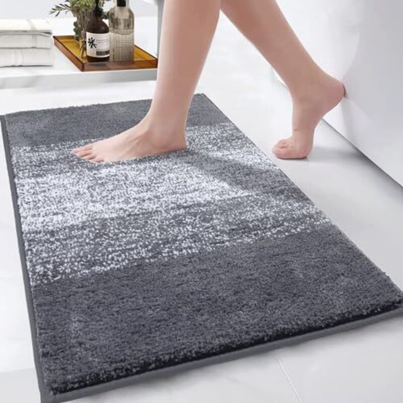 Rutschfeste Badematte, Maschinenwaschbar, 80 X 120 Cm, Super Saugfähig, Extraweiche Badematte, Wc-vorleger Fürs Badezimmer, Grau