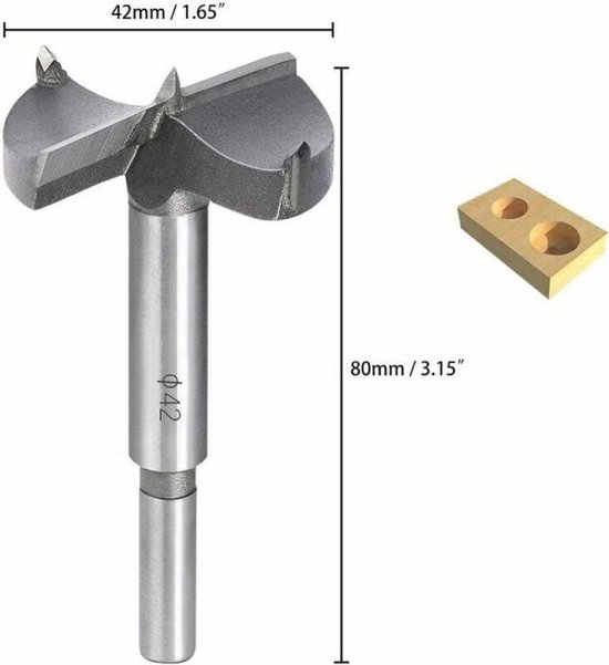 Holzbearbeitungsbohrer, 42 Mm Hartmetall-holzbearbeitungsbohrer, Zum Zusammenbauen Von Runden Holztüren, Schubladen Und Sperrholz.