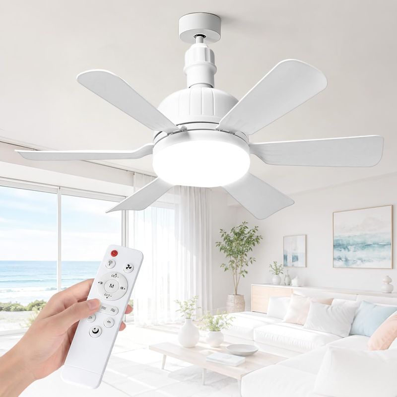 Deckenventilator Mit Licht Und Fernbedienung, 40-w-deckenventilator Mit E27-fassung, Dimmbarer Led-deckenventilator Für Schlafzimmer, Wohnzimmer, 3 Geschwindigkeitsstufen (e27-weiß-a)