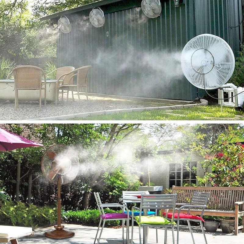 Nebelventilator-set Für Den Außenbereich, Sprühring Mit 4,9 M Langem Schlauch, Sprühschlauch Für Gartenbewässerung (kunststoffanschluss)