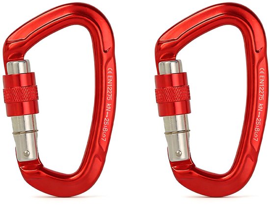 Kletterkarabiner – Aus Aluminiumlegierung – Schraubverschluss – Tragfähigkeit 25 Kn – Robust Und Langlebig – 2er-set – Grau