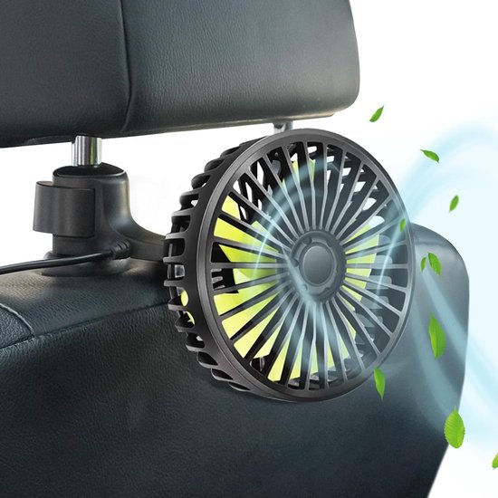 Usb-autolüfter Für Die Rückbank 360 Autolüfter 3 Geschwindigkeitsstufen Mini-lüfter Leistungsstarker Und Leiser 12-v-akku Luftlüfter Für Auto Für