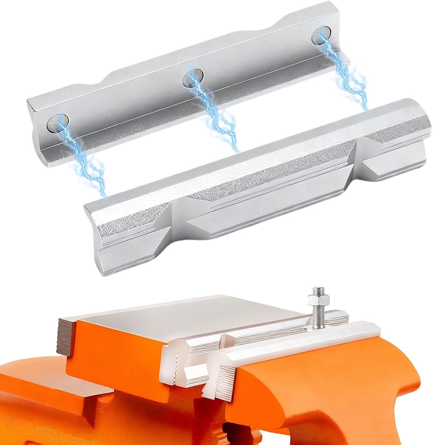 150-mm-magnet-schraubstockbacken – Schützende Aluminiumbacken Mit V-nut, Rutschfest, Kraftvoll Und Präzise, Werkbankzubehör Für Metall, Holz Und Heimwerkerarbeiten.