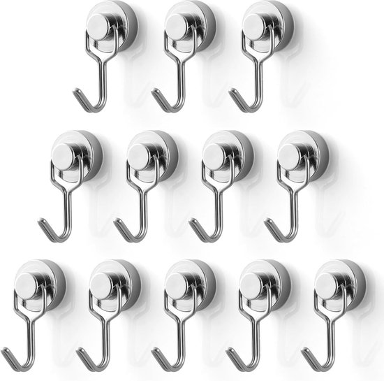 Mini-magnethaken, Starker Neodym-magnet Mit Kleinem Haken, Maximale Tragkraft 9 Kg, Geeignet Für Küche, Kühlschrank, Garage, Büro, 12 Stück