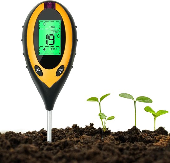 4-in-1 Bodentester Ph-meter Digitales Pflanzenthermometer Mit Beleuchtung Temperatur Boden-ph-wert Bodenfeuchtigkeit Gartenhygrometer Boden Und