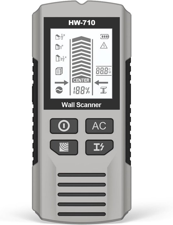 5-in-1-wandscanner, Verbesserter Chip, Detektor Für Holz, Metall, Kabel Und Rohre, Lcd-display Und Alarmfunktion, Himmelsilber