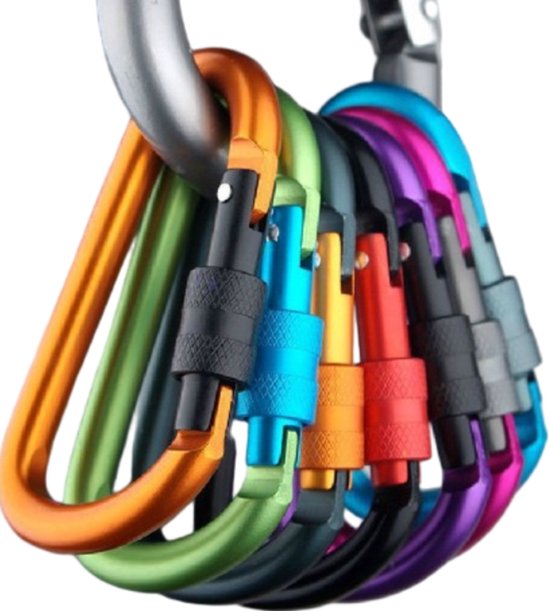 10 Karabiner In Verschiedenen Farben - Mit Schraubverschlüssen - Aus Aluminiumlegierung - Geeignet Für Outdoor-bergsteigen