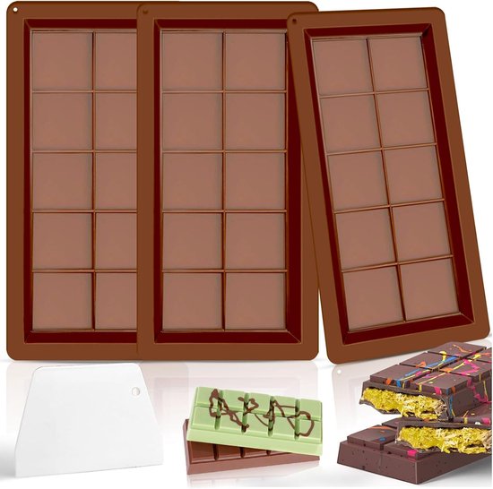 Set Mit 3 Tiefen Silikon-schokoladenformen Inklusive Spatel Extra Tiefe Schokoladenformen Für Schokolade Pralinen Bonbons Schokoladenformen