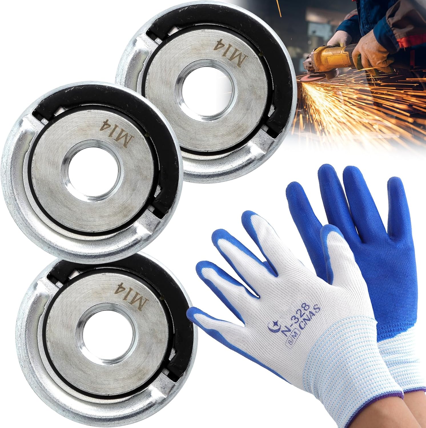 M14 Schnellverschluss-winkelmutter – Set Mit 3 Werkzeuglos Montierbaren Handmuttern Mit Hebel, Selbstsichernd Und Vibrationsdämpfend, Aluminiumlegierung, Inklusive Nitrilhandschuhen, Universelle Kompa